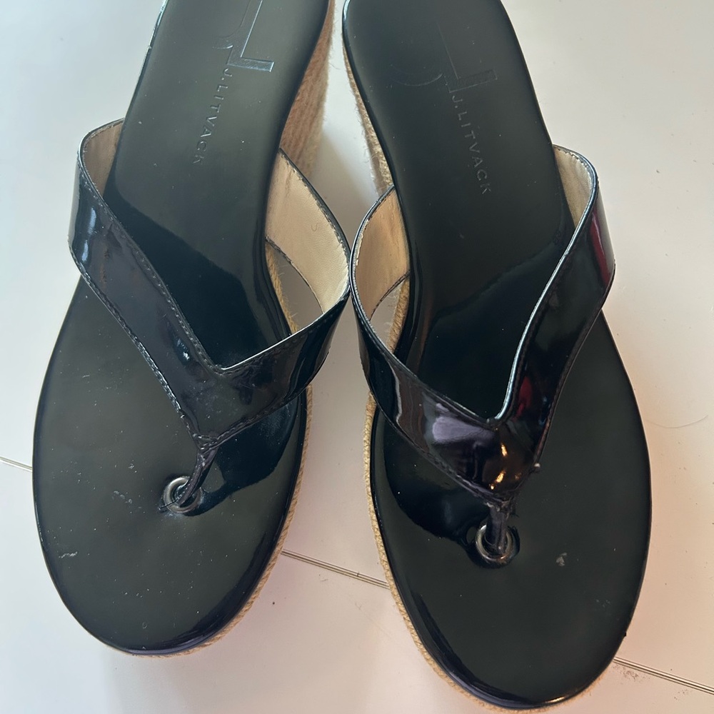 Elegant Black Patent Leather Sandals